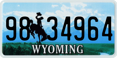 WY license plate 9834964