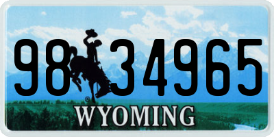 WY license plate 9834965