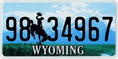 WY license plate 9834967