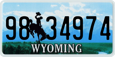 WY license plate 9834974