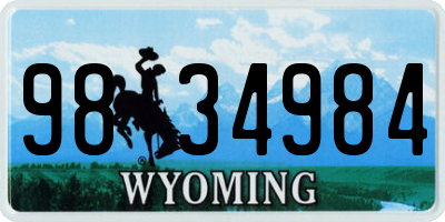 WY license plate 9834984