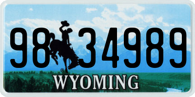 WY license plate 9834989