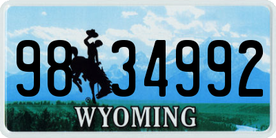 WY license plate 9834992
