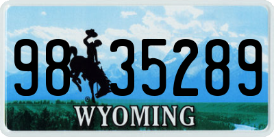 WY license plate 9835289