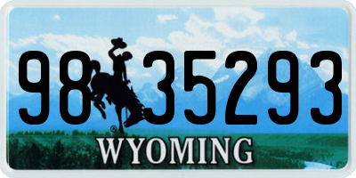 WY license plate 9835293