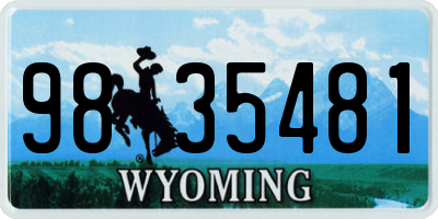 WY license plate 9835481