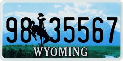 WY license plate 9835567