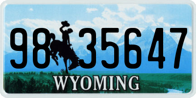 WY license plate 9835647