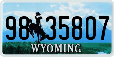 WY license plate 9835807