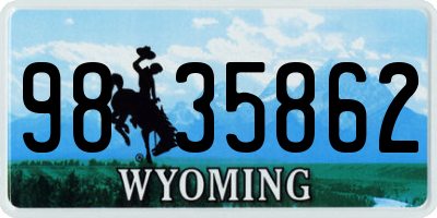 WY license plate 9835862