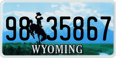 WY license plate 9835867