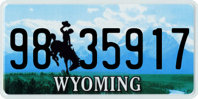 WY license plate 9835917