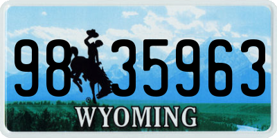 WY license plate 9835963