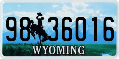 WY license plate 9836016
