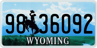 WY license plate 9836092