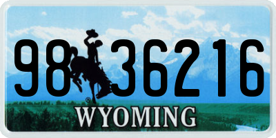 WY license plate 9836216