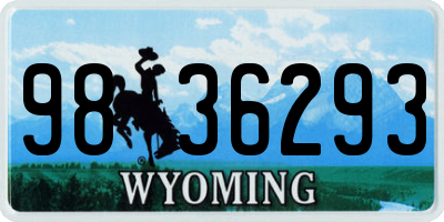 WY license plate 9836293