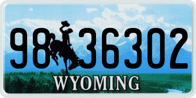 WY license plate 9836302