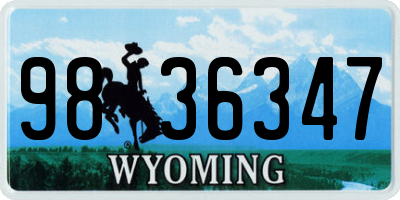 WY license plate 9836347