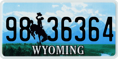 WY license plate 9836364