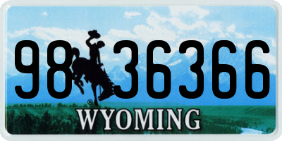 WY license plate 9836366