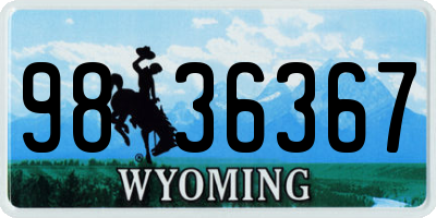 WY license plate 9836367