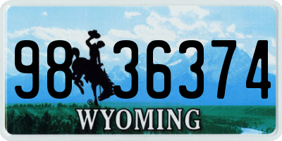 WY license plate 9836374