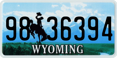 WY license plate 9836394