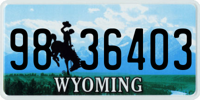 WY license plate 9836403
