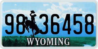 WY license plate 9836458
