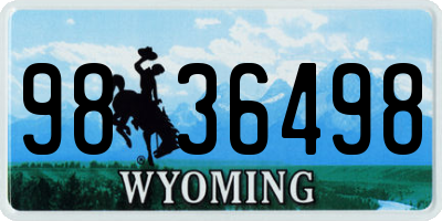 WY license plate 9836498