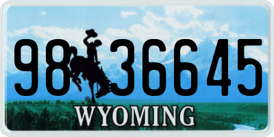 WY license plate 9836645