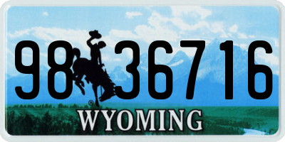 WY license plate 9836716