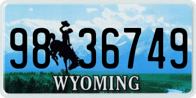 WY license plate 9836749