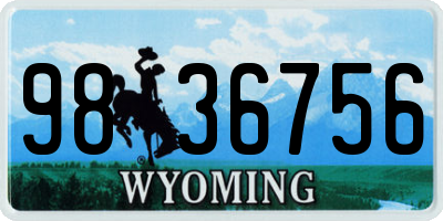 WY license plate 9836756