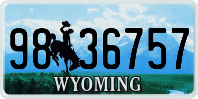 WY license plate 9836757