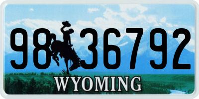 WY license plate 9836792