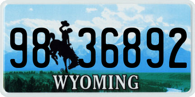 WY license plate 9836892