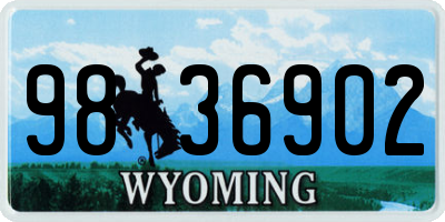 WY license plate 9836902