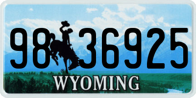 WY license plate 9836925