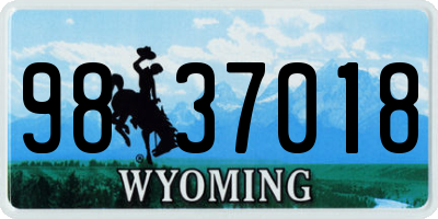 WY license plate 9837018