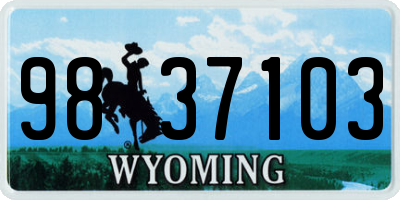 WY license plate 9837103