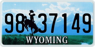 WY license plate 9837149
