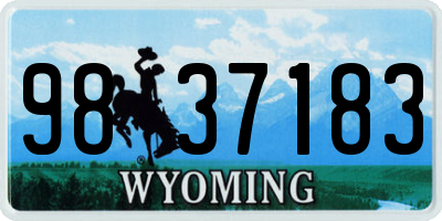 WY license plate 9837183