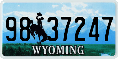 WY license plate 9837247