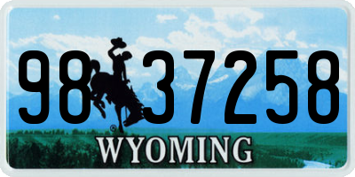 WY license plate 9837258