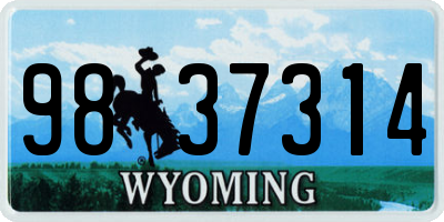 WY license plate 9837314