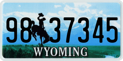 WY license plate 9837345