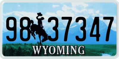 WY license plate 9837347