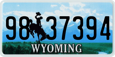 WY license plate 9837394